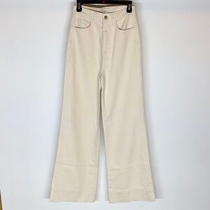 NWT Triarchy Women's Ivory Cream off-white Wide-Leg Jeans size 27